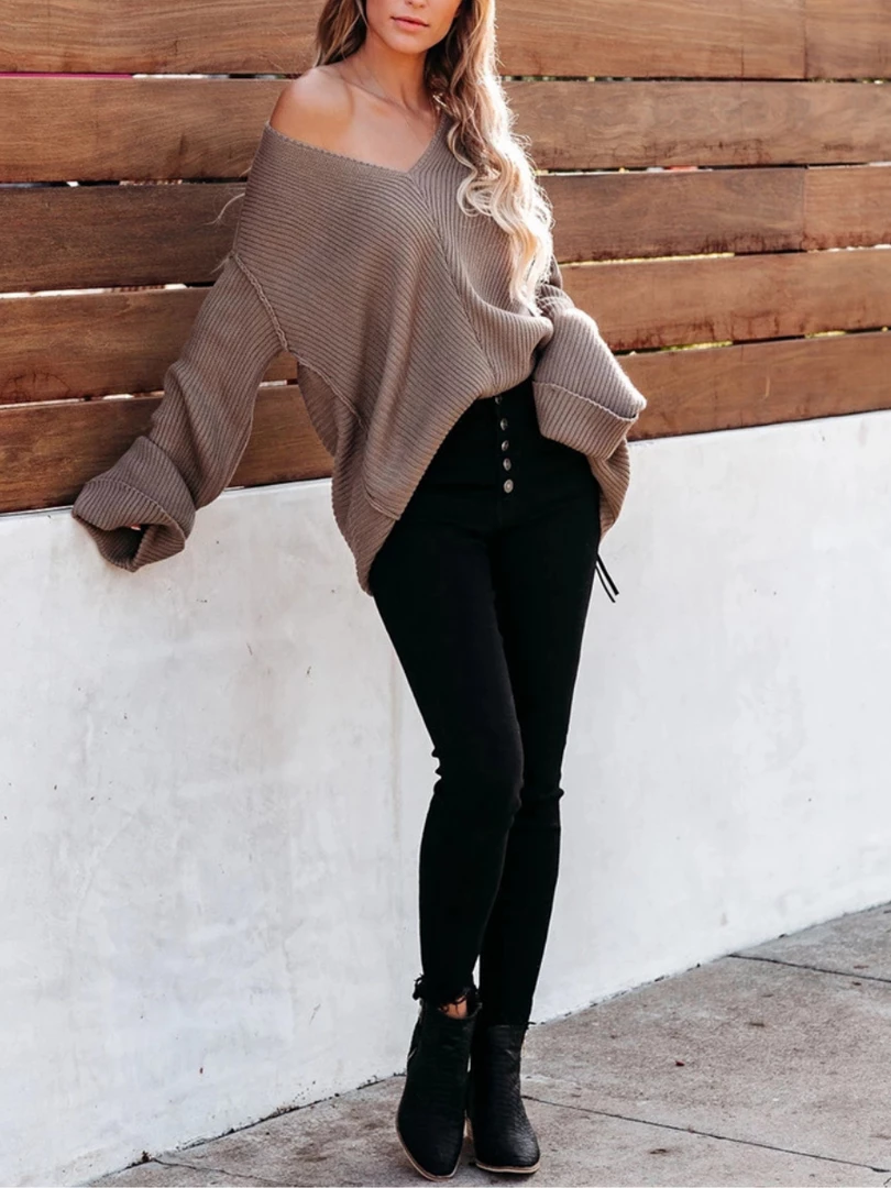 MY Smaibulun | MACHE Low V-Neck Oversize Sleeve Knit Top - Beige New In Clothing 3 MY Smaibulun | MACHE Low V-Neck Oversize Sleeve Knit Top - Beige New In Clothing