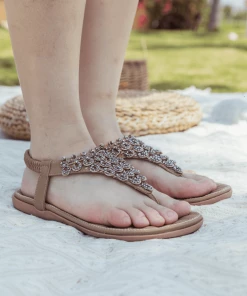 SIKETU | Apricot Crystal V-Strap Sandals NEW ARRIVALS