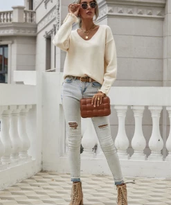 MY NEW ARRIVALS Smaibulun | DARIUS Drop Shoulder V-neck Knit Top - Beige 8 MY NEW ARRIVALS Smaibulun | DARIUS Drop Shoulder V-neck Knit Top - Beige