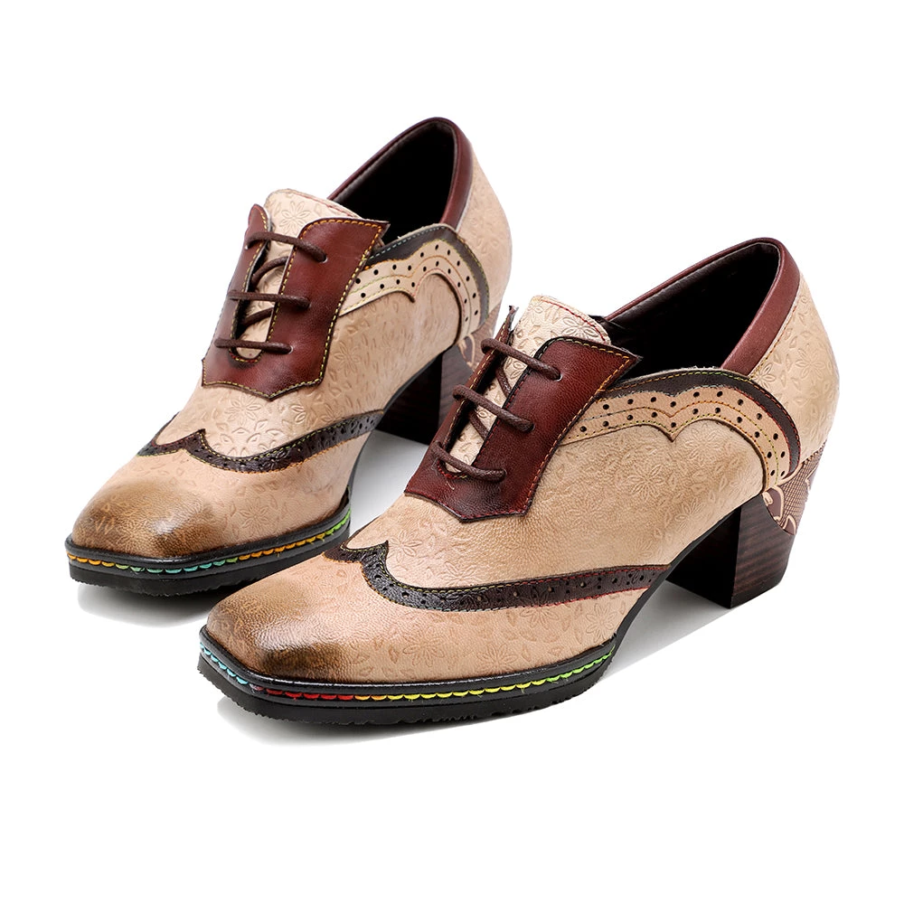 SOFFIA | Genuine Leather Floral Embossed Adele Low Heel Oxford Shoes New In Shoes 5 SOFFIA | Genuine Leather Floral Embossed Adele Low Heel Oxford Shoes New In Shoes