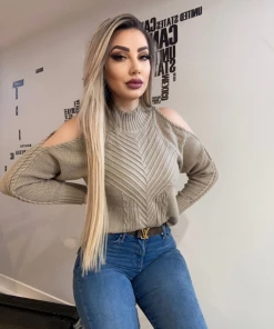 MY Smaibulun Doll | Beige Shoulder Cut-Out Knit Sweater NEW ARRIVALS