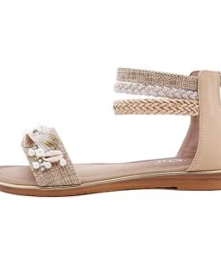 Shell & Conch Braided Ankle-Strap Sandal - SIKETU New In Shoes
