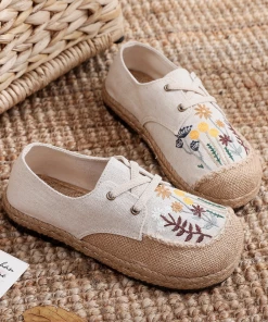 TC New In Shoes Cactus Rose | Garden Embroidered Linen Boat Shoes Espadrilles - Beige 8 TC New In Shoes Cactus Rose | Garden Embroidered Linen Boat Shoes Espadrilles - Beige