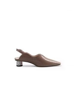 Jady Rose JadyRose | Genuine Leather Owen Powder Back Strap Detail Pointed Toe Heeled Pump S/S 2022