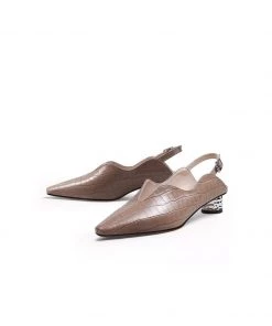 Jady Rose JadyRose | Genuine Leather Owen Powder Back Strap Detail Pointed Toe Heeled Pump S/S 2022