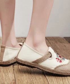 TC Shop Sandals Embroidered Abstract Flower Espadrilles - Cactus Rose