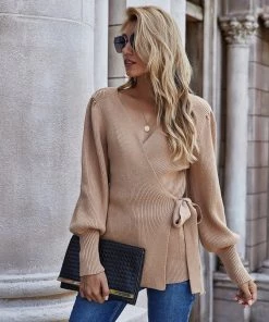 MY Smaibulun | LEONORA Bishop Sleeve Knit Top - Beige New In Clothing