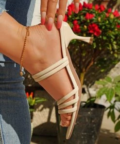 HT New In Shoes En Bloom | Beige Open-Toe Strap Heels