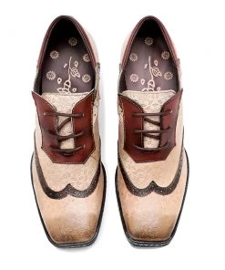 New In Shoes SOFFIA | Genuine Leather Inspired Floral Embossed Adele Mid Heel Oxford Shoes - Beige 13 New In Shoes SOFFIA | Genuine Leather Inspired Floral Embossed Adele Mid Heel Oxford Shoes - Beige