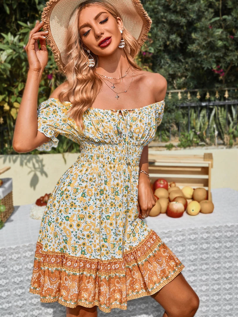 DY NALAH BOHO DRESS - BEIGE PRINT NEW ARRIVALS 4 DY NALAH BOHO DRESS - BEIGE PRINT NEW ARRIVALS