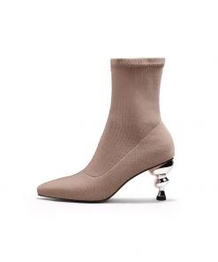 Jady Rose NEW ARRIVALS JadyRose | Aladdin Lamp Heel Stretch Upper Sock Boot - Beige