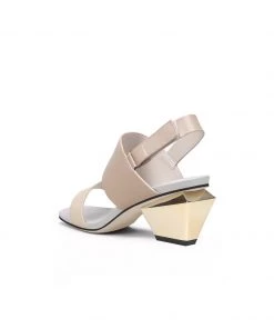 Jady Rose New In Shoes JadyRose | CASEY Geometry Heels Leather Beige Slingback Sandals