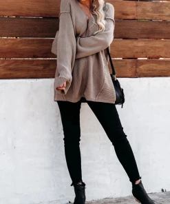 MY Smaibulun | MACHE Low V-Neck Oversize Sleeve Knit Top - Beige New In Clothing 9 MY Smaibulun | MACHE Low V-Neck Oversize Sleeve Knit Top - Beige New In Clothing