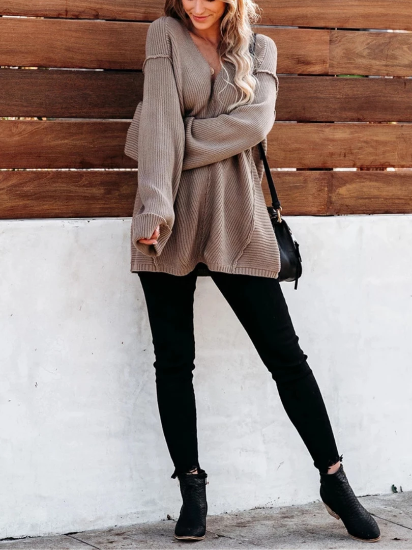 MY Smaibulun | MACHE Low V-Neck Oversize Sleeve Knit Top - Beige New In Clothing 4 MY Smaibulun | MACHE Low V-Neck Oversize Sleeve Knit Top - Beige New In Clothing