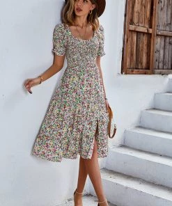 DY EFFRONTE MIDI DRESS - BEIGE PRINT New In Clothing 8 DY EFFRONTE MIDI DRESS - BEIGE PRINT New In Clothing