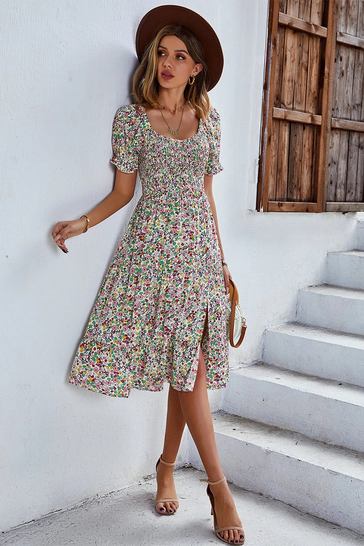 DY EFFRONTE MIDI DRESS - BEIGE PRINT New In Clothing 4 DY EFFRONTE MIDI DRESS - BEIGE PRINT New In Clothing