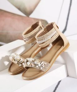Shell & Conch Braided Ankle-Strap Sandal - SIKETU New In Shoes