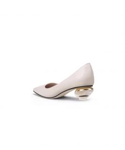 Jady Rose JadyRose | Genuine Leather Beige & Crystal Bowl-Heel Pump New In Shoes