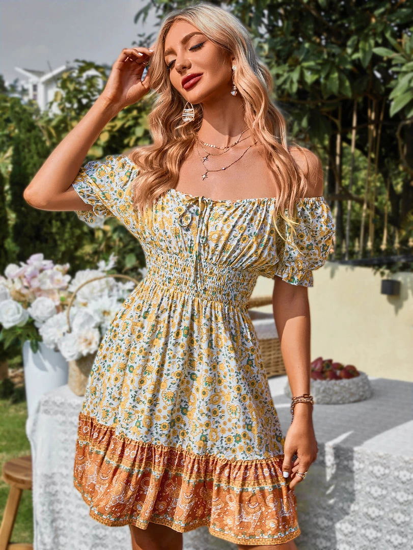 DY NALAH BOHO DRESS - BEIGE PRINT NEW ARRIVALS 5 DY NALAH BOHO DRESS - BEIGE PRINT NEW ARRIVALS