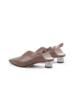 Jady Rose JadyRose | Genuine Leather Owen Powder Back Strap Detail Pointed Toe Heeled Pump S/S 2022