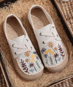TC New In Shoes Cactus Rose | Garden Embroidered Linen Boat Shoes Espadrilles - Beige 10 TC New In Shoes Cactus Rose | Garden Embroidered Linen Boat Shoes Espadrilles - Beige