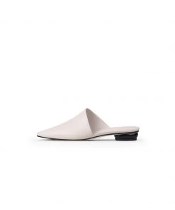 Jady Rose JadyRose | Sharp Toe Classic Point Toe Leather Mules - Beige