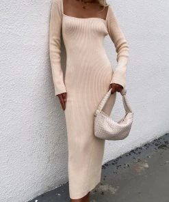 MY Smaibulun Doll | JODENE Beige Midi Length Knit Dress New In Clothing