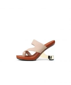 Jady Rose JadyRose | Beige Criss-Cross Toe Elevator Heel Leather Slides Sandals 11 Jady Rose JadyRose | Beige Criss-Cross Toe Elevator Heel Leather Slides Sandals