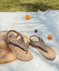 SIKETU | Apricot Crystal V-Strap Sandals NEW ARRIVALS