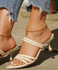 HT New In Shoes En Bloom | Beige Open-Toe Strap Heels