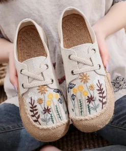 TC New In Shoes Cactus Rose | Garden Embroidered Linen Boat Shoes Espadrilles - Beige 11 TC New In Shoes Cactus Rose | Garden Embroidered Linen Boat Shoes Espadrilles - Beige