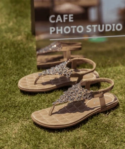 SIKETU | Apricot Crystal V-Strap Sandals NEW ARRIVALS