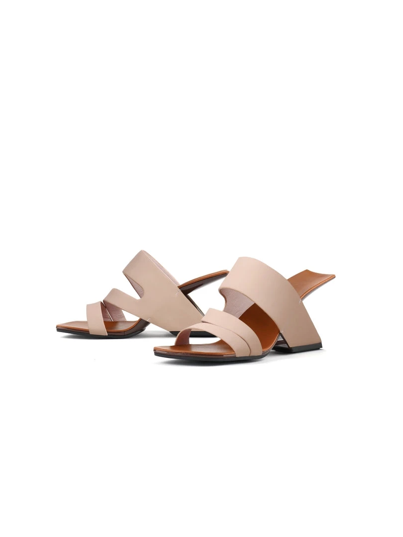 Jady Rose JadyRose | Beige Cross Strap Leather Wedge Slides Sandals NEW ARRIVALS 6 Jady Rose JadyRose | Beige Cross Strap Leather Wedge Slides Sandals NEW ARRIVALS