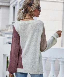 MY Smaibulun | GRANIA Two Tone Color Block Knit Sweater - Beige