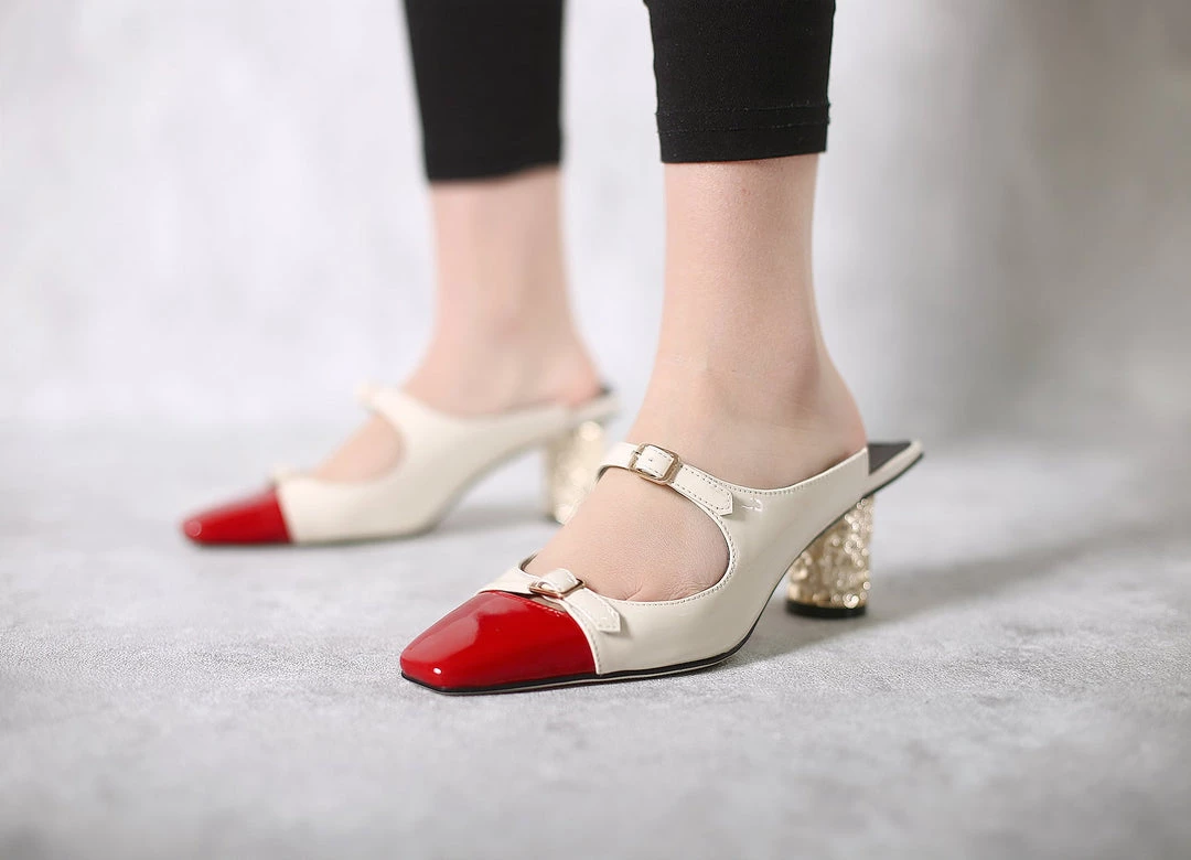 Jady Rose JadyRose | Bar-Accent Golden Mid Heel Leather Mules Loafer - Beige NEW ARRIVALS 13 Jady Rose JadyRose | Bar-Accent Golden Mid Heel Leather Mules Loafer - Beige NEW ARRIVALS
