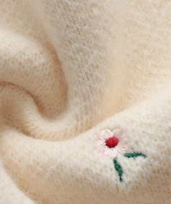 MY New In Clothing Smaibulun | Beige Wide V-neck Daisy Embroidered Knit Sweater 14 MY New In Clothing Smaibulun | Beige Wide V-neck Daisy Embroidered Knit Sweater