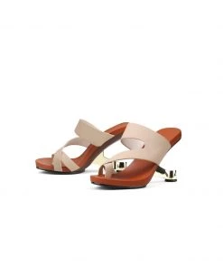 Jady Rose JadyRose | Beige Criss-Cross Toe Elevator Heel Leather Slides Sandals 13 Jady Rose JadyRose | Beige Criss-Cross Toe Elevator Heel Leather Slides Sandals