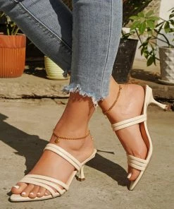 HT New In Shoes En Bloom | Beige Open-Toe Strap Heels