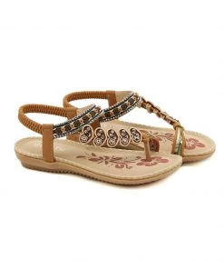Tan Heart Trimed Boho Sandals - SIKETU New In Shoes