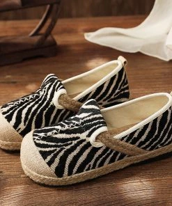 TC S/S 2022 Zebra Embossed Round Toe Espadrilles Loafers - Cactus Rose
