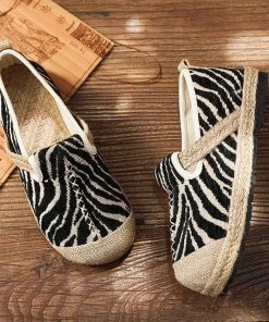 TC S/S 2022 Zebra Embossed Round Toe Espadrilles Loafers - Cactus Rose