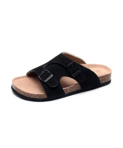 GLF Maibulun | Black Criss Cross Wrap Suede Sandals