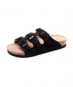 GLF Maibulun | Black Triple-Buckle Suede Upper Sandal
