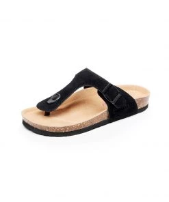 GLF Maibulun | Black Suede T-Strap Leather Sandal NEW ARRIVALS