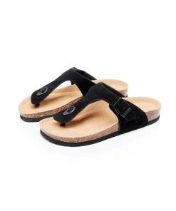 GLF Maibulun | Black Suede T-Strap Leather Sandal NEW ARRIVALS