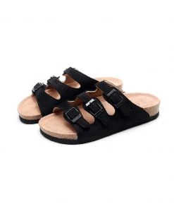 GLF Maibulun | Black Triple-Buckle Suede Upper Sandal