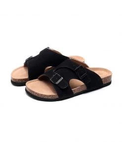 GLF Maibulun | Black Criss Cross Wrap Suede Sandals