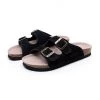 GLF New In Shoes Maibulun | Black Double-Buckle Wide-Strap Suede Leather Sandals