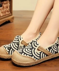 TC Shop Sandals Linen Fish Scales Embossed Slip-On Round Toe Espadrilles - Cactus Rose