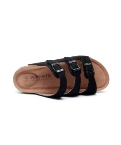 GLF Maibulun | Black Triple-Buckle Suede Upper Sandal